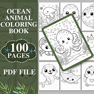 Ocean Animal Coloring Pages, Easy Coloring Pages for Kids and Adults, Printable Marine Life Coloring Book, Coloring Pages of Sea Animals PDF - Etsy