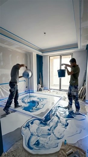 White & Blue Epoxy Bedroom Transformation
