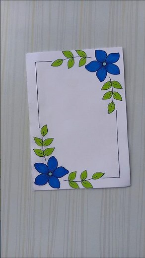 Blue Flower & Green Leaves Border/6 easy border design/Border design/Project design/Priyanka Gunwal