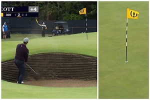 Watch: Adam Scott makes a sensational shot from the bunker and straight into the hole at The Open 2023