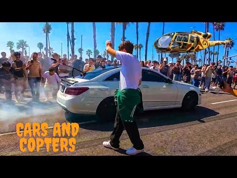 Huntington Beach Cars & Copters HORROR CRASH! Helicopter Chaos, Drifts, Revvs & Street Takeover 2025
