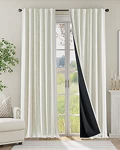 jinchan 100% Blackout Curtains 96 Inches Long for Bedroom, Boho Insulated Curtains Sage Green Printed on Beige Geometric Drapes Back Tab Rod Pocket Room Darkening Retro Farmhouse Pattern 2 Panels