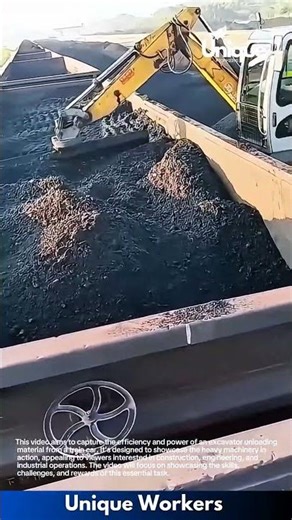 Heavy Machinery at Work: Excavator Loads Gravel into Industrial Hopper