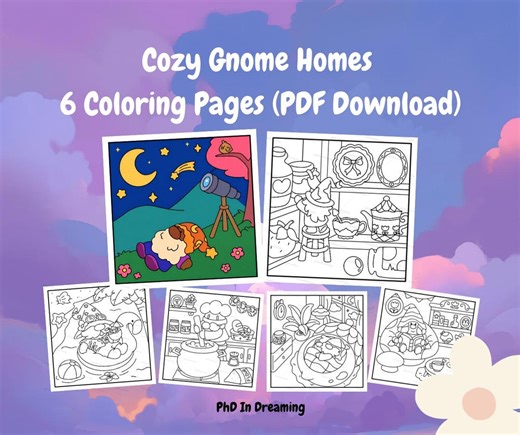 Cozy Gnome Homes Coloring Pages, Bold Line Art (PDF Download) - Etsy Australia