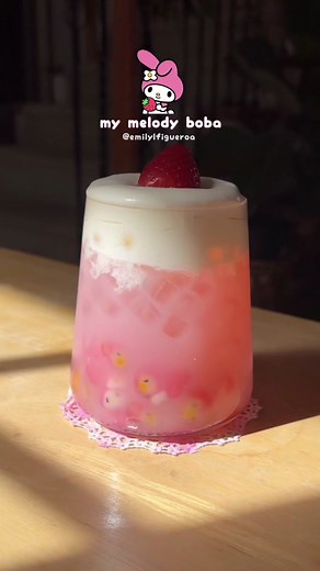 Replying to @..vpollyn my melody boba 🎀🧋pink starburst boba for her hood (full recipe on my IG Mar 23, 2022) basic boba w/ raspberry extract for the rest 🫶🏻 #mymelodyboba #mymelody #mymel #boba #bubbletea #homemadeboba @sanrio