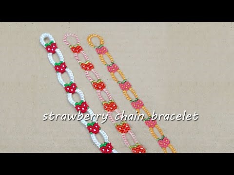 How to make strawberry chain bracelet || yarnuelle