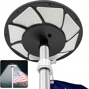 Solar Flag Pole Light 176 LED, 880 Lumen Brightest 6800mAh Solar Powered Flagpole Lights for 15 to 25Ft Poles, 100% Coverage Downlight Lasts Up to 10 Hrs, IP67 Waterproof Auto On/Off