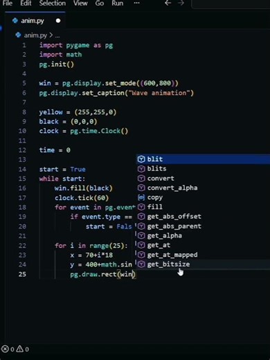 Python Wave Animation😮| #shorts #python #viral
