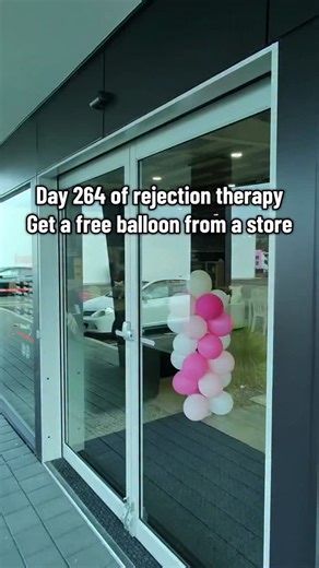 66K views · 653 reactions | day 264: get a free balloon from a store I saw this store celebrating their birthday so thought I’d pop in and ask for a balloon! the lady was extremely kind :) only 101 days left, what should I do tomorrow? #rejectiontherapy #rejection #askingstrangers #fyp #stranger #socialexperiment #foryoupage #balloon | Daily Rejection | Facebook