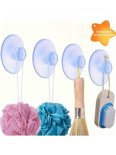 Ventouse en tête de champignon en verre, (40 mm/1,57 po - 4 pièces/6 pièces/2 pièces), ventouse en plastique PVC transparent sans crochet, ventouse de bureau, ventouse de pare-brise, crochet pratique, ventouse de décoration et d'organisation de la maison - sans perçage, facile à installer, réutilisable. Très adapté pour accrocher des articles sur le verre, convient aux fenêtres en verre, aux portes murales, aux cuisines, aux salles de bains et à la décoration de la maison. | SHEIN