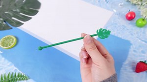 Hushee 30 Pcs Cocktail Swizzle Sticks 6 Inch Fun Cocktail Stir Sticks Reusable Food Picks Stirrers Drink Cocktail Shaker for Juices Milk Beverages Coffee Chocolate Party Decoration (Palm Leaves)