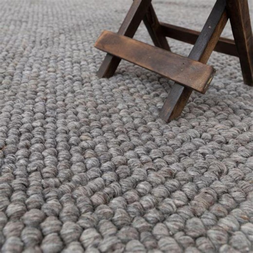 Handwoven Chunky Wool Rug – Textured Grey Loop Pile Area Rug - Etsy