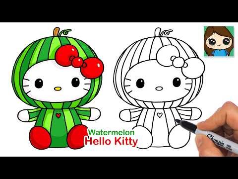 How to Draw Hello Kitty Watermelon 🍉 Sanrio