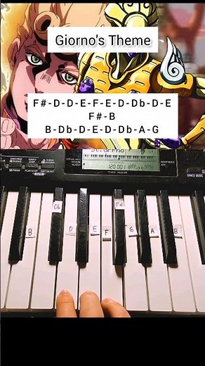 Giorno's Theme - JoJo's bizarre adventure piano tutorial #shorts #piano #jojo