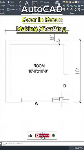 Draw a Door in AutoCAD | Easy Trick 🚪#autocad #architecture #floorplan