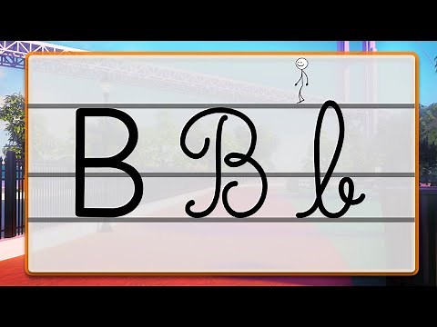 Writing letter B of the alphabet - Capital, cursive uppercase
