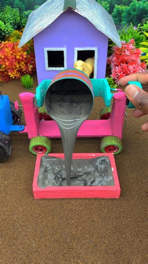 DIY Mini Tractor Construction 🚜 | Tractor Build with Cement Mixer | Mini Farming Model#youtubeshorts