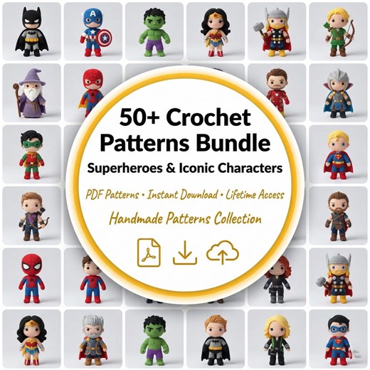 50 Crochet Patterns Bundle | Superheroes & Iconic Characters PDF | Amigurumi Crochet Pattern Set in English - Etsy UK