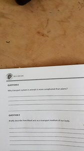 Question 8Why is the transport system in animals more complica... | Filo