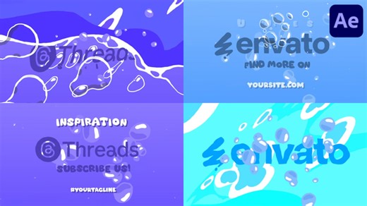 Sea Waves And Bubbles Logo for After Effects