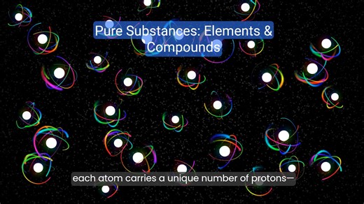 Understanding Pure Substances: Elements, Compounds & Their Unique Properties | Grade 8 Science This educational video explains the fundamental properties of pure substances for grade 8 students. It covers how pure substances have a fixed chemical composition, distinguishing elements and compounds. The video highlights that all atoms in an element share a unique number of protons, setting them apart from mixtures. Engaging animations and real-life examples make these scientific concepts easy to u