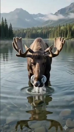 The Gentle Giant Beneath The Surface | Moose Eating Underwater