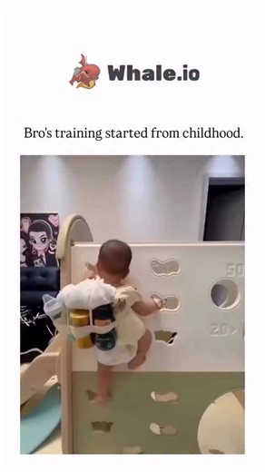 Know in Minutes on Instagram: "This Instagram reel features a short video of a determined baby boy climbing a colourful indoor play wall while wearing a backpack-style diaper bag, captioned “Bro’s training started from childhood,” highlighting early motor skill development in a humorous way. , an Australian account sharing light-hearted content on fun and family moments, the clip aligns with viral trends of adorable toddler milestones, garnering modest engagement with 9 likes and 533 views since