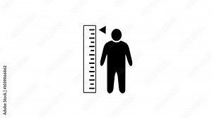 Measuring height body icon. Human body size growth measuring icon animation. A person with a height measurement scale.