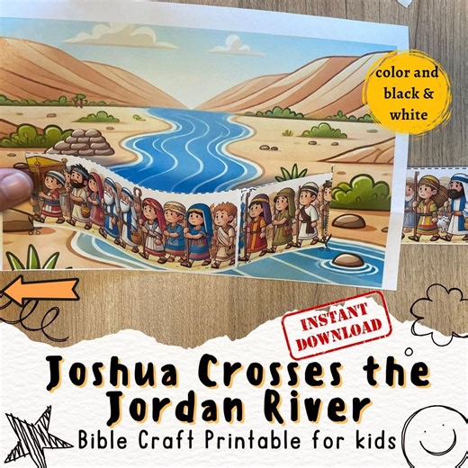 Crossing the Jordan River Printable, Sunday School Craft, Bible Story Activity Kids, Instant Download, Homeschool Worksheets, Joshua - Etsy
