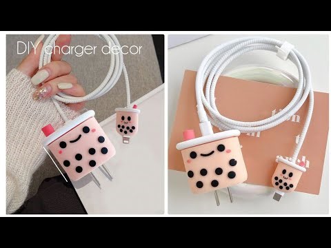 DIY Cute Charger Decor with Clay 💖✨ Add a Pop of Personality to Your Tech!"