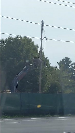 Knocking down phone poles for fun #usa #news #construction