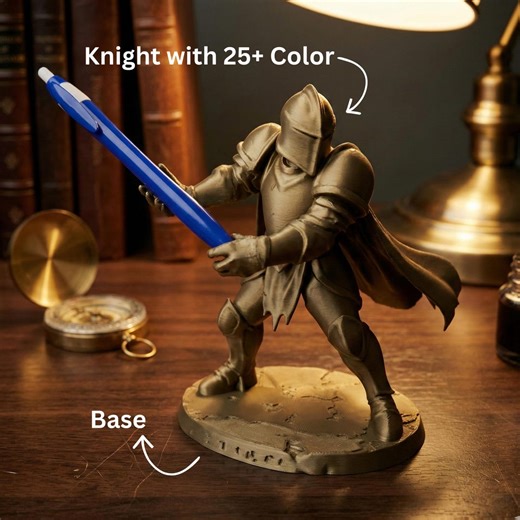 Knight Pen Holder 3D Printed Desk Decor, Medieval Armor Pencil Holder, Fantasy Gift for Him, Gamer Desk Organizer, Handmade Table Decor - Etsy