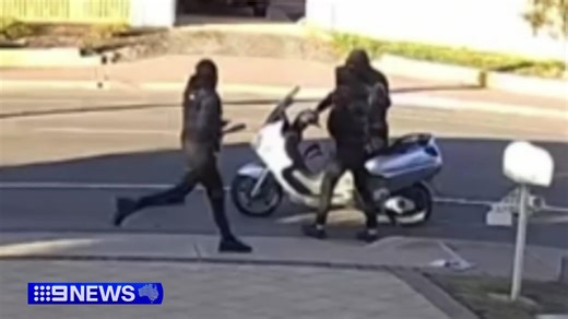 7.8K views · 39 reactions | Three masked bandits have been caught on camera making a bizarre escape from a violent southern suburbs home invasion. It's alleged they assaulted three residents, including one who was pregnant, before cramming onto a scooter and taking off. #9News | 9 News Adelaide | Facebook