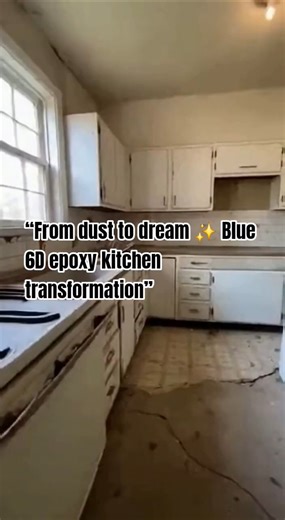 Abandoned Kitchen for 5 Years ➜ Stunning Blue 6D Epoxy Dream Kitchen Transformation #ytshorts