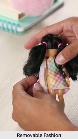 Barbie Chelsea Doll, Small Doll with Black Hair in Pigtails & Brown Eyes Wearing Removable Plaid Dress & Pink Shoes