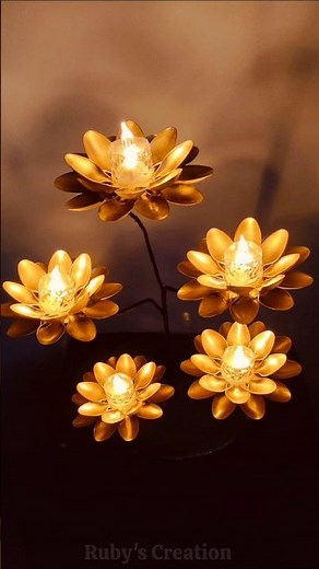 DIY Spoon Lamp 🌸✨ | Stunning Lotus Candle Holder from Disposable Spoons #candleholder #homedecor