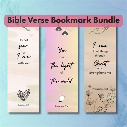 Printable Bookmarks : 25 Bible Verse Bookmarks Bundle | PNG PDF File - Etsy