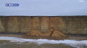 Jan 2024: Dramatic drone video shows huge cliff fall on West Bay in Dorset