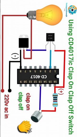 clap on off switch circuit //how to make a clap switch circuit using cd4017 ic #shorts #diy #4017ic