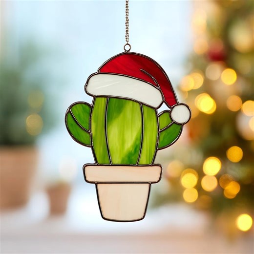 Christmas Cactus V3 ( 7,8"- 20 Cm ) Stained Glass Pattern , Glass Template , Warm Decoration , PDF Digital Download - Etsy