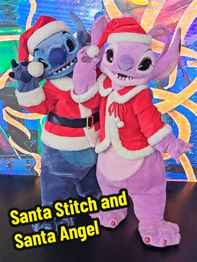 Santa Stitch and Santa Angel at Hong Kong Disneyland 🎁 #angelandstitch #hongkongdisney #hongkongdisneyland #disneycharacters #disneycharactermeetandgreet