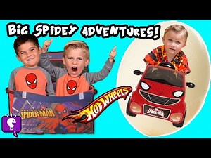 SPIDER EGGS! TOY HUNT, Kids Adventure Show! Biggest Spiderman Eggs HobbyKidsTV - Videos For Kids