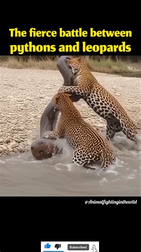 The fierce battle between pythons and leopards. #animals #animalbattle #animalfight