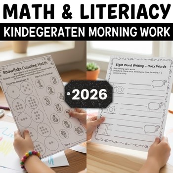 January Math & Literacy Activity Practice 20 Worksheet Kindergarten Morning Work