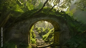 A Painting of a Tunnel in the Woods