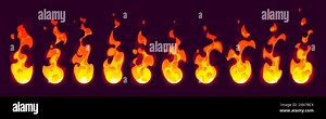 Fire flame sprite sheet, fx game effect. Cartoon vector burning fire stages animation. Campfire or torch blaze sequence frame, orange and yellow glowi Stock Vector Image & Art - Alamy