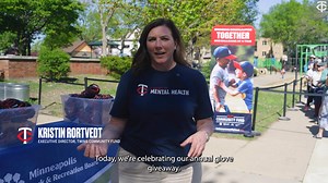 That brand new glove feeling 😍 The Twins Community Fund teamed up with Royce, Bailey and Tommy to give free baseball gloves to kids in Minneapolis and St. Paul to kick off the #TwinsNikeRBI season! | Minnesota Twins