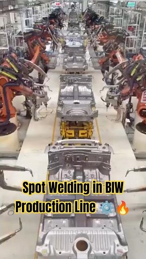 Spot Welding in BIW Production Line ⚙️🔥#shorts #robot #robotics #machine #mechanicalengineering #yt