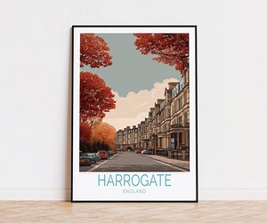 Harrogate England Travel Poster, Elegant Historic Street Scene - Etsy UK