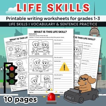 Life Skills Writing Worksheets, Life Skills Recognition, Fun Sentence Practice